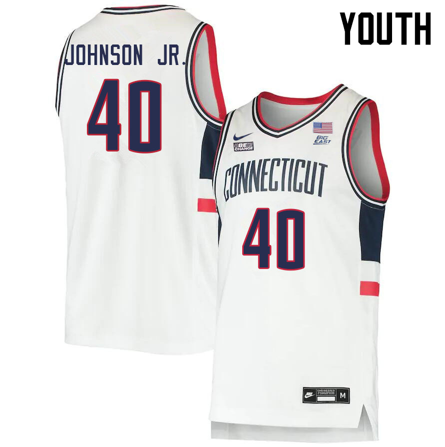 Youth #40 Andre Johnson Jr. Uconn Huskies College 2022-23 Basketball Stitched Jerseys Sale-White - Click Image to Close